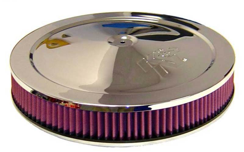 K&N Engineering 14in Red Custom Air Cleaner Assembly - 5.125in ID x OD 3.87in H - Intake Systems