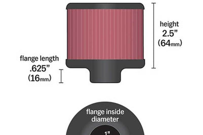 K&N Engineering 1in Flange ID x 3in OD 2.5in Height Clamp On Crankcase Vent Filter - Air Filters