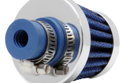 K&N Engineering 2in Base OD x.375in Flange ID 1.75in H Rubber Crankcase Vent Filter - Blue - Air Filters