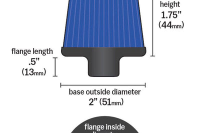 K&N Engineering 2in Base OD x.375in Flange ID 1.75in H Rubber Crankcase Vent Filter - Blue - Air Filters