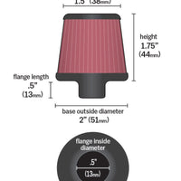 K&N Engineering 2in Base OD x.375in Flange ID 1.75in H Rubber Crankcase Vent Filter - Air Filters