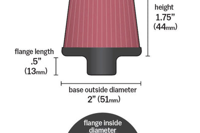K&N Engineering 2in Base OD x.375in Flange ID 1.75in H Rubber Crankcase Vent Filter - Air Filters