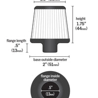 K&N Engineering 2in Base OD x.375in Flange ID 1.75in H Rubber Crankcase Vent Filter - White - Air Filters