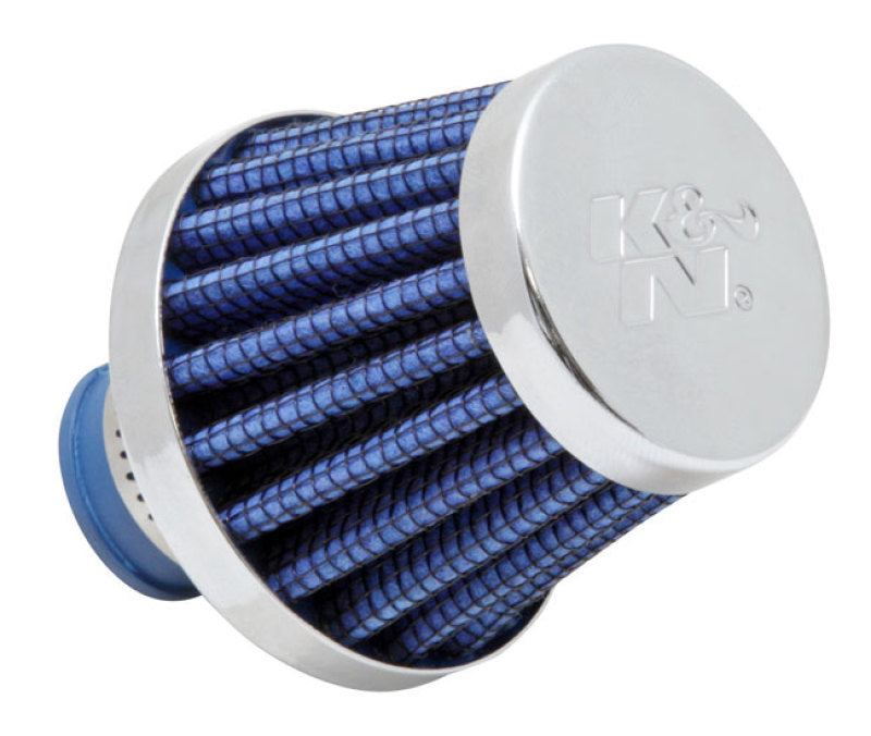 K&N Engineering 2in Base OD x.375in Flange ID 1.75in H Rubber Crankcase Vent Filter - Blue - Air Filters