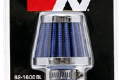 K&N Engineering 2in Base OD x.375in Flange ID 1.75in H Rubber Crankcase Vent Filter - Blue - Air Filters