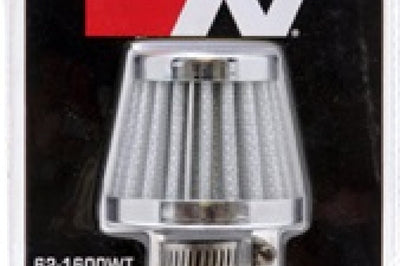 K&N Engineering 2in Base OD x.375in Flange ID 1.75in H Rubber Crankcase Vent Filter - White - Air Filters