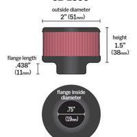 K&N Engineering 3/4 inch ID 2 OD 1.5 H Clamp On Crankcase Vent Filter - Air Filters