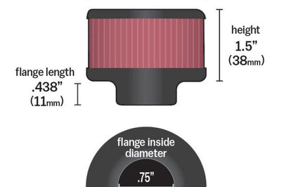K&N Engineering 3/4 inch ID 2 OD 1.5 H Clamp On Crankcase Vent Filter - Air Filters