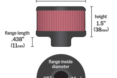 K&N Engineering Clamp On Rubber Base Crankcase Vent Filter 0.375in Flange ID x 2in OD 1.5in Height - Air Filters