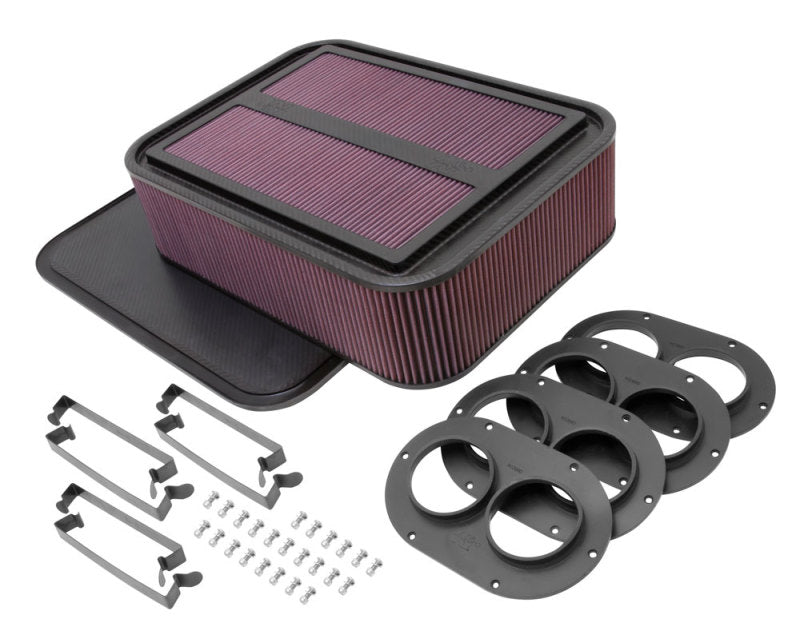 K&N Engineering Custom Racing Air Filter - Rectangular Carbon Fiber 4in Box w/ 2.75in Horn - Filters