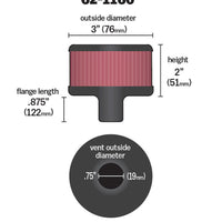 K&N Engineering Filter 3/4in Vent 3in Diameter 2in Height - Air Filters