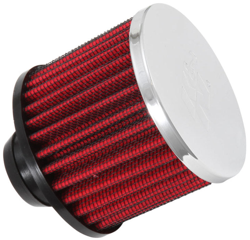K&N Engineering Rubber Base Chrome Top Push-In Crankcase Vent Filter 3in OD x 2-1/2in H. - Air Filters