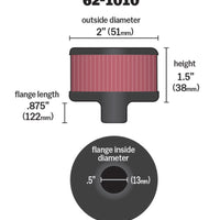 K&N Engineering Steel Base Crankcase Vent Filter.5in OD x 2in 1.5in Height - Air Filters