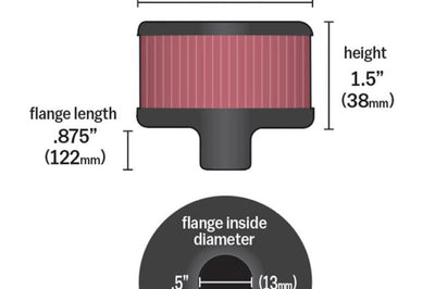 K&N Engineering Steel Base Crankcase Vent Filter.5in OD x 2in 1.5in Height - Air Filters