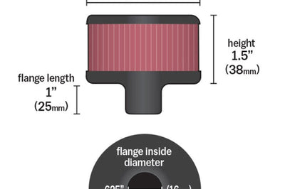K&N Engineering Steel Base Crankcase Vent Filter.625in OD x 2in 1.5in Height - Air Filters