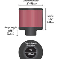 K&N Engineering Steel Base Crankcase Vent Filter.75in OD x 2in 1.5in Height - Air Filters