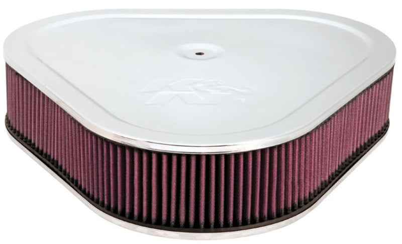 K&N Engineering Triangle Air Cleaner Assembly - Red - Size 14in - 5.125in Neck Flange x 3in Height - Intake Systems
