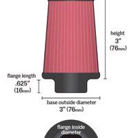 K&N Engineering Universal Chrome Filter 1 15/16 inch FLG / 3 Base / 2 Top / Height - Air Filters