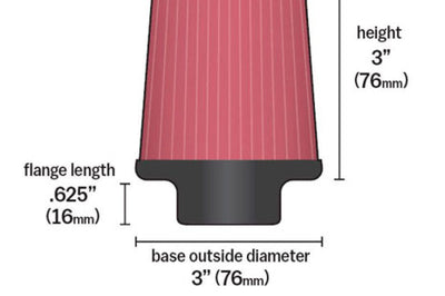 K&N Engineering Universal Chrome Filter 1 15/16 inch FLG / 3 Base / 2 Top / Height - Air Filters