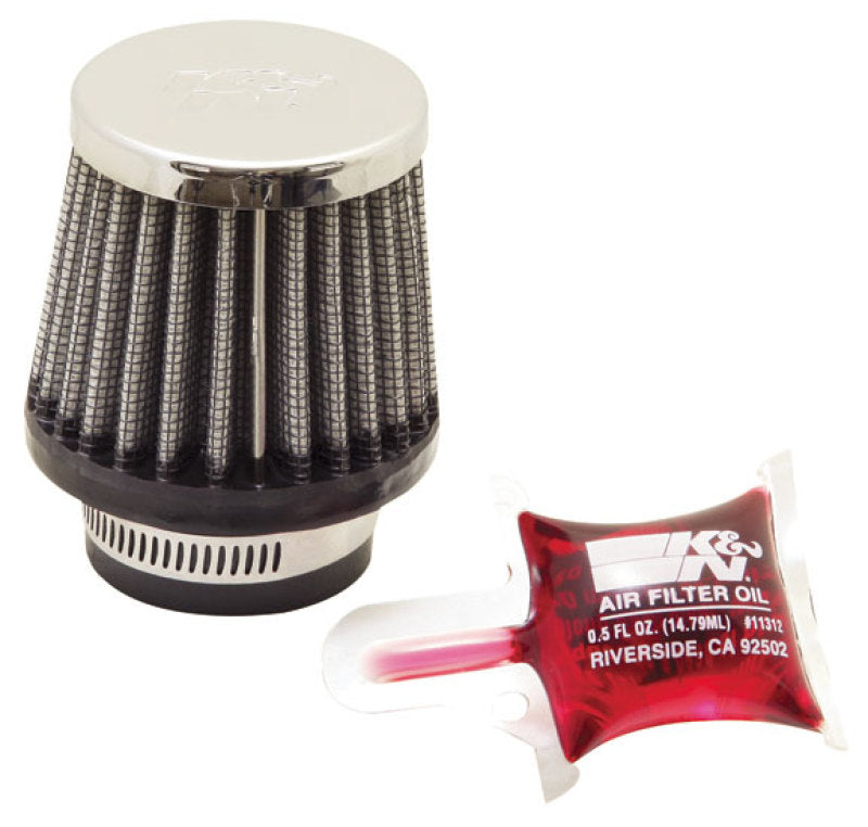 K&N Engineering Universal Chrome Filter 1 3/8 inch FLG / 2 1/2 Base / Top / 1/4 Height - Misc Powersports
