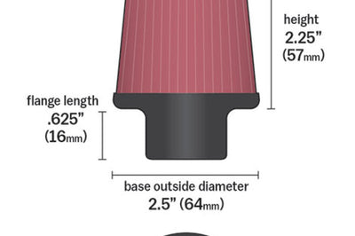 K&N Engineering Universal Chrome Filter 1 3/8 inch FLG / 2 1/2 Base / Top / 1/4 Height - Misc Powersports