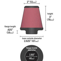 K&N Engineering Universal Chrome Filter 1 9/16 inch FLG / 2 5/8 Bottom / Top / 3 Height - Air Filters