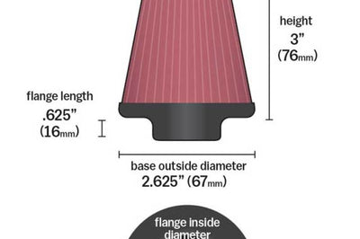 K&N Engineering Universal Chrome Filter 1 9/16 inch FLG / 2 5/8 Bottom / Top / 3 Height - Air Filters