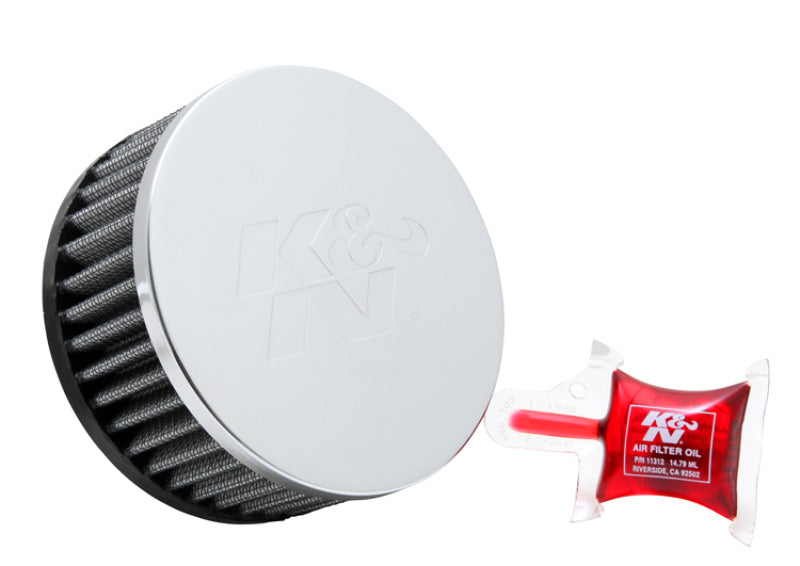 K&N Engineering Universal Chrome Filter 2 1/2 inch O/S FLG / 4 OD / Height - Air Filters
