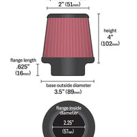 K&N Engineering Universal Chrome Filter 2.25 Inch Flange / 3.5 Base / 2 Top / 4 Height - Air Filters