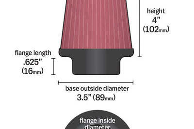 K&N Engineering Universal Chrome Filter 2.25 Inch Flange / 3.5 Base / 2 Top / 4 Height - Air Filters