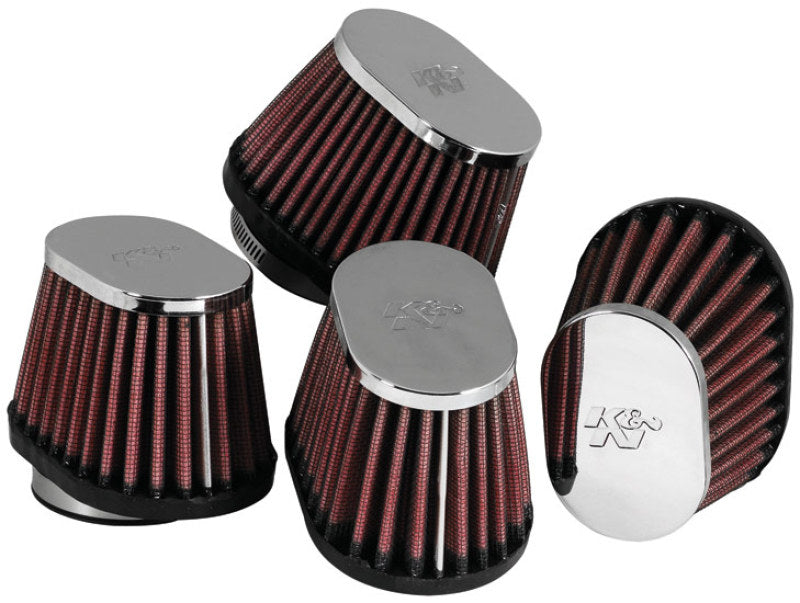 K&N Engineering Universal Chrome Oval Tapered Air Filter - 2in Flg ID x 4in OS L 3in W 2.75in H - Misc Powersports