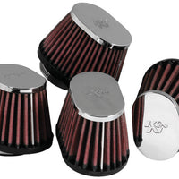 K&N Engineering Universal Chrome Oval Tapered Air Filter - 2in Flg ID x 4in OS L 3in W 2.75in H - Misc Powersports