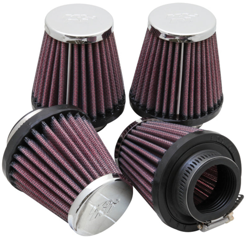 K&N Engineering Universal Oval Chrome Filter 1 9/16 in. Flange 3 Base 2 inch Top Height (4 Per Box) - Air Filters