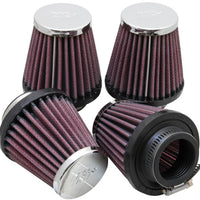 K&N Engineering Universal Oval Chrome Filter 1 9/16 in. Flange 3 Base 2 inch Top Height (4 Per Box) - Air Filters