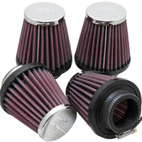 K&N Engineering Universal Oval Chrome Filter 1 9/16 in. Flange 3 Base 2 inch Top Height (4 Per Box) - Air Filters