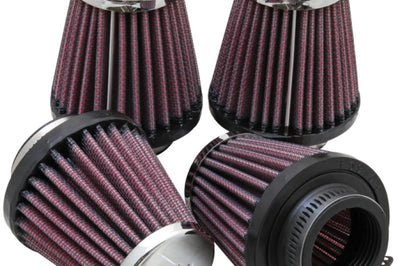 K&N Engineering Universal Oval Chrome Filter 1 9/16 in. Flange 3 Base 2 inch Top Height (4 Per Box) - Air Filters