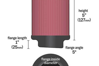 K&N Engineering Universal Rubber Filter 3 inch 5 Degree FLG 4 1/2 OD Height - Air Filters