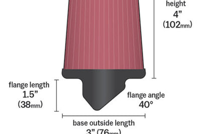 K&N Engineering Universal Rubber Filter Round Tapered 3in Base OD x 2in Top 4in H - 73-78 Honda ATC90 - Air Filters