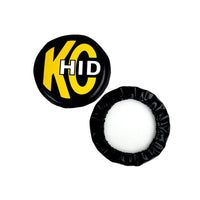 KC HiLiTES 8in. Round Soft Cover HID (Pair) - Black w/Yellow Brushed Logo - Lights