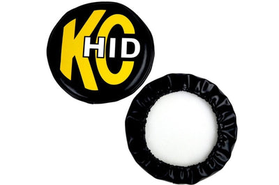 KC HiLiTES 8in. Round Soft Cover HID (Pair) - Black w/Yellow Brushed Logo - Lights
