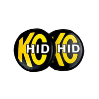KC HiLiTES 8in. Round Soft Cover HID (Pair) - Black w/Yellow Brushed Logo - Lights