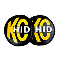 KC HiLiTES 8in. Round Soft Cover HID (Pair) - Black w/Yellow Brushed Logo - Lights