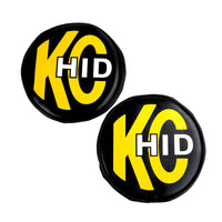 KC HiLiTES 8in. Round Soft Cover HID (Pair) - Black w/Yellow Brushed Logo - Lights