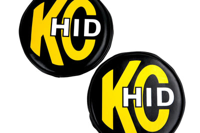 KC HiLiTES 8in. Round Soft Cover HID (Pair) - Black w/Yellow Brushed Logo - Lights