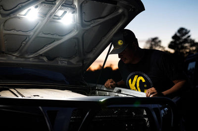 KC HiLiTES Cyclone 2in. LED Universal Under Hood Lighting Kit (Incl. 2 Lights/Switch/Wiring) - Lights
