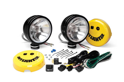 KC HiLiTES Daylighter 6in. Halogen Light 100w Spread Beam (Pair Pack System) - Black SS - Lights