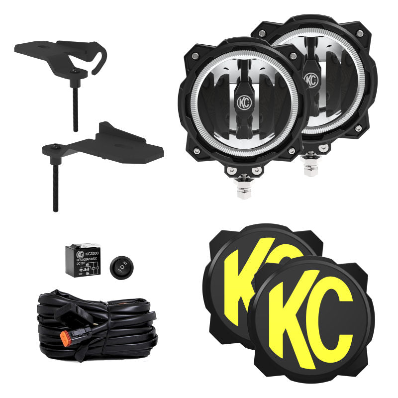 KC HiLiTES Jeep 392/Mojave Gravity LED PRO6 Wide-40 2-Light Sys Ditch Light Kit - Lights