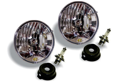 KC HiLiTES Universal/97-06 Jeep TJ 7in. Halogen H4 DOT Headlight 55/60w Lexan (Pair Pack System) - Lights