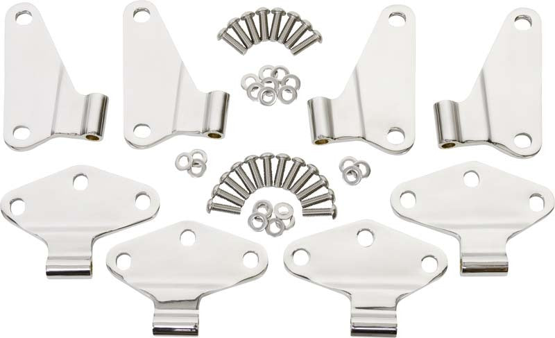 Kentrol 07 18 Jeep Wrangler JK Body Door Hinge Set 8 Pieces 4 Polished Silver Exterior Styling