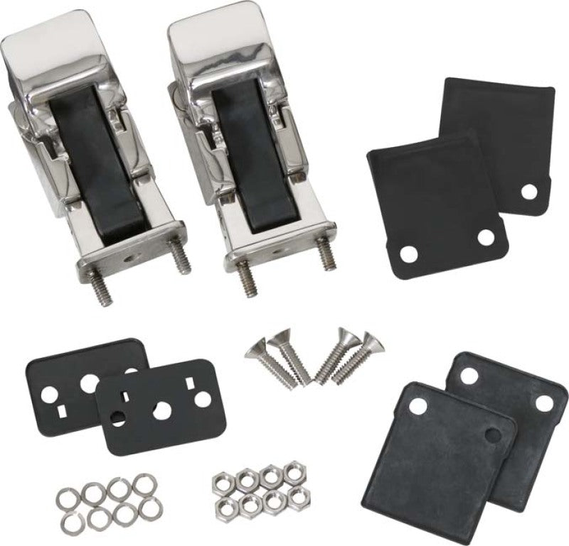 Kentrol 42 95 Jeep CJ/Wrangler YJ Hood Catch Pair TJ Style Polished Silver Exterior Styling